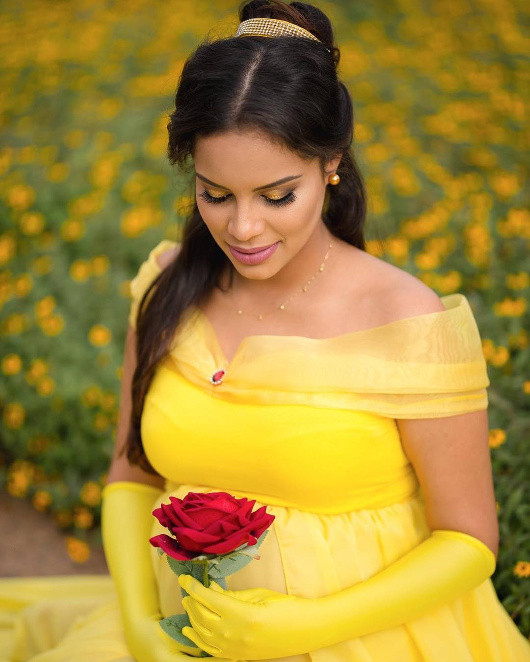 Gestante Amarelo Flores