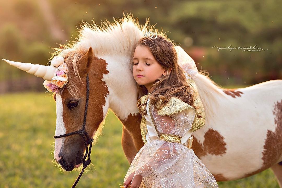 Editorial Princesa com Unicórnio Dourado